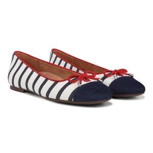 VIONIC Ballet Flats Klara Slip On Shoes White Navy Stripes Size EU 36.5 US 6.5